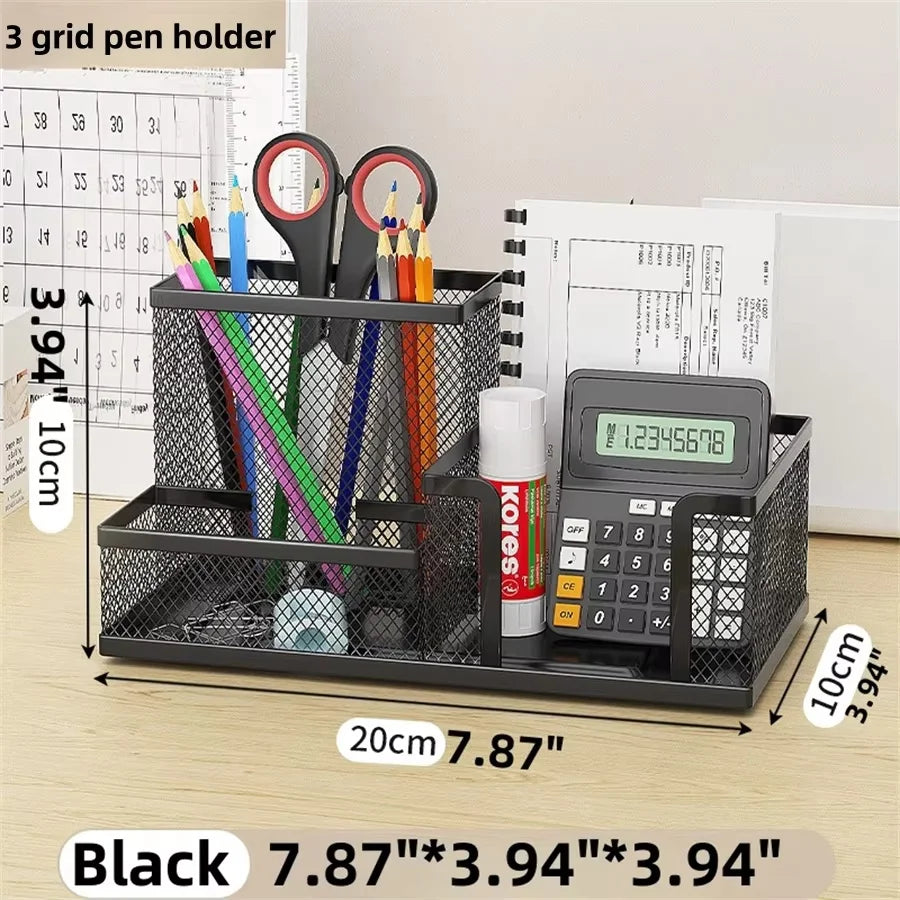 Schreibtisch-Organizer aus Metall – 3 Fächer, Stiftehalter für Büro & Homeoffice