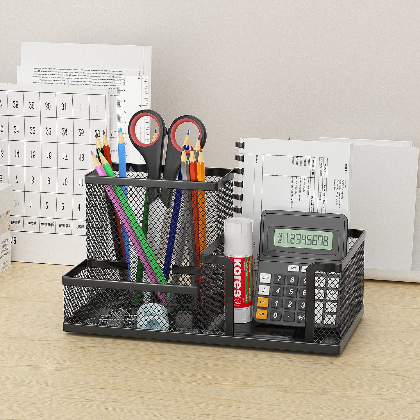 Schreibtisch-Organizer aus Metall – 3 Fächer, Stiftehalter für Büro & Homeoffice