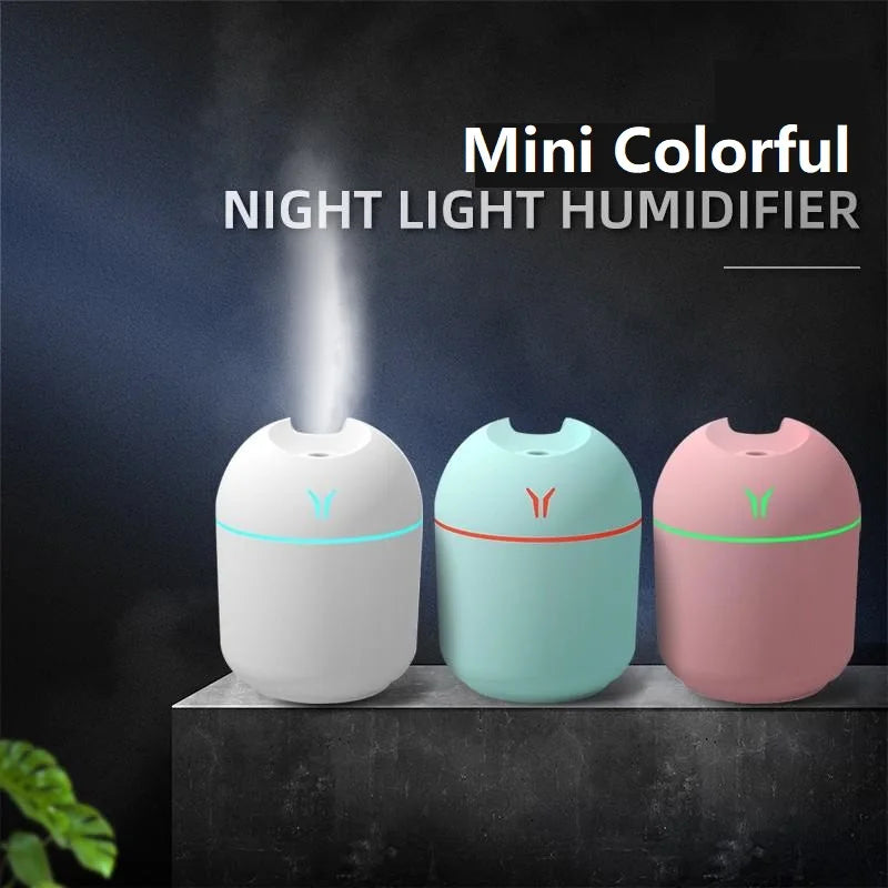 USB Mini Luftbefeuchter 250ml – Ultraschall, LED-Licht & Aroma-Diffuser für Schreibtisch