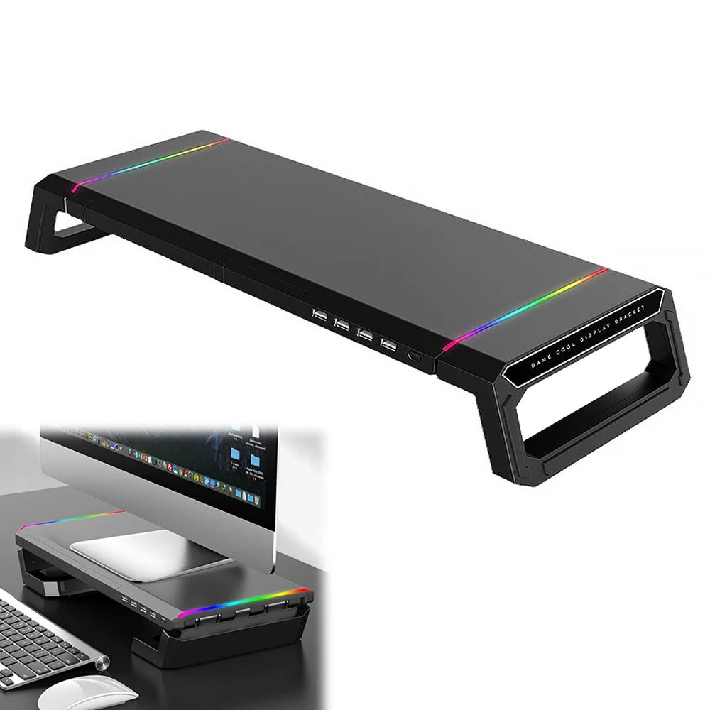 Faltbarer Monitorständer mit Schublade und USB-Anschlüssen