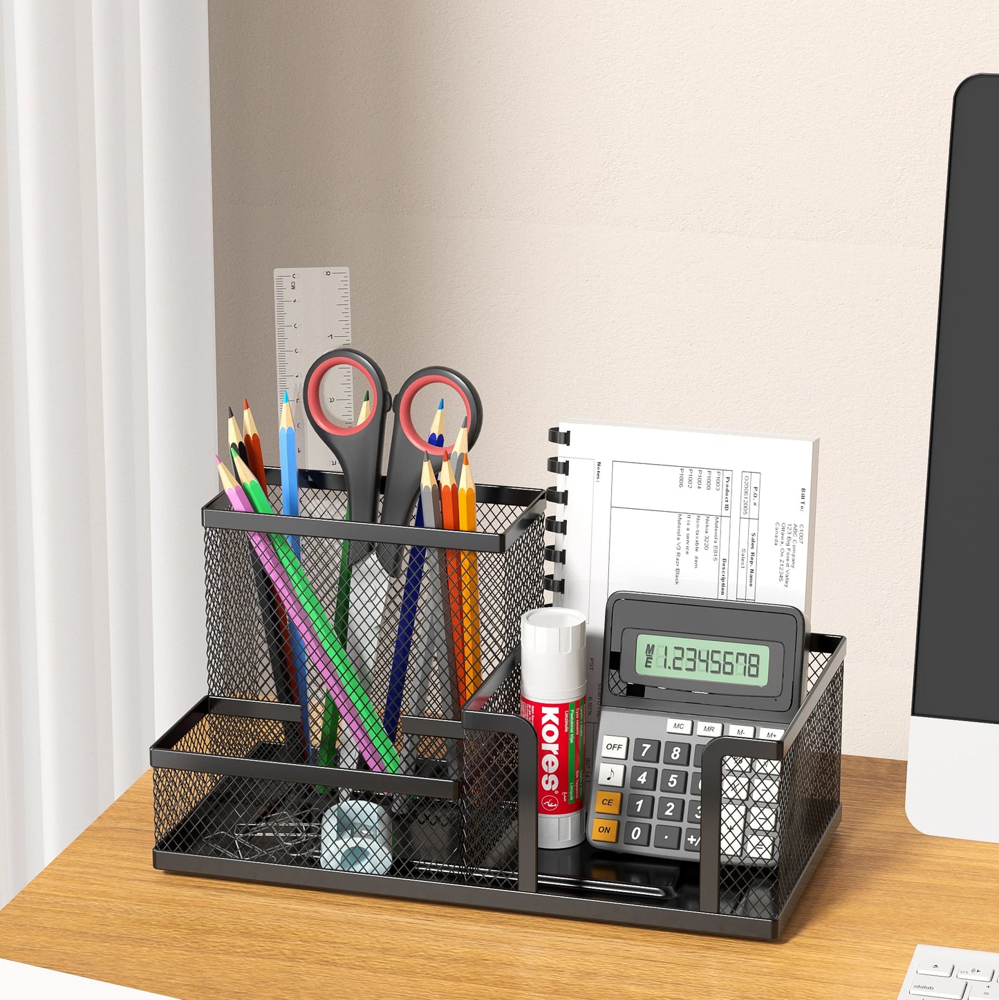 Schreibtisch-Organizer aus Metall – 3 Fächer, Stiftehalter für Büro & Homeoffice