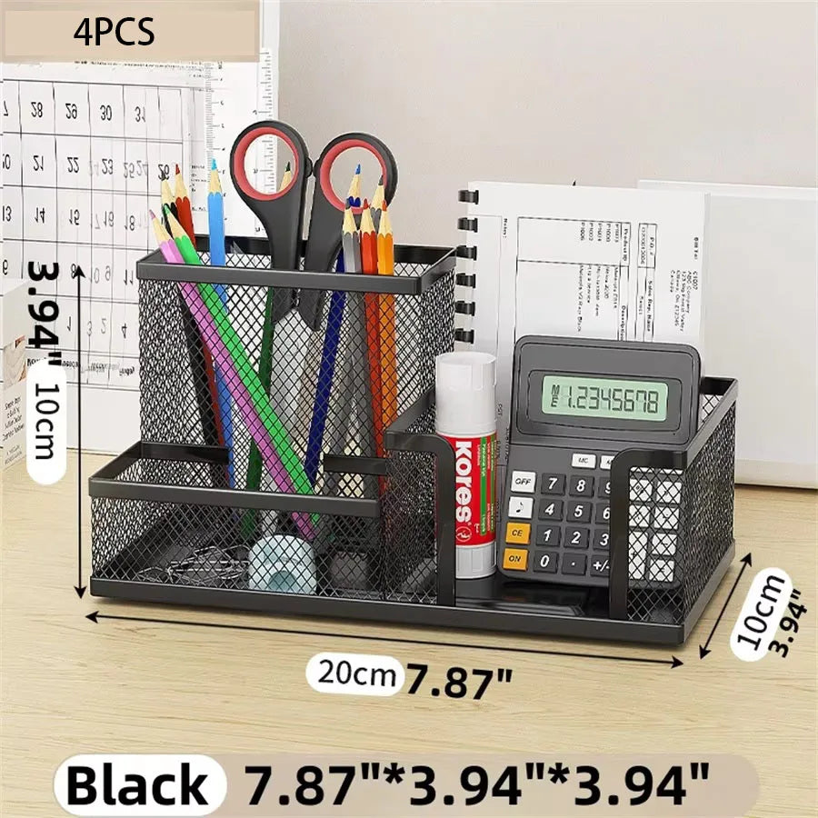 Schreibtisch-Organizer aus Metall – 3 Fächer, Stiftehalter für Büro & Homeoffice