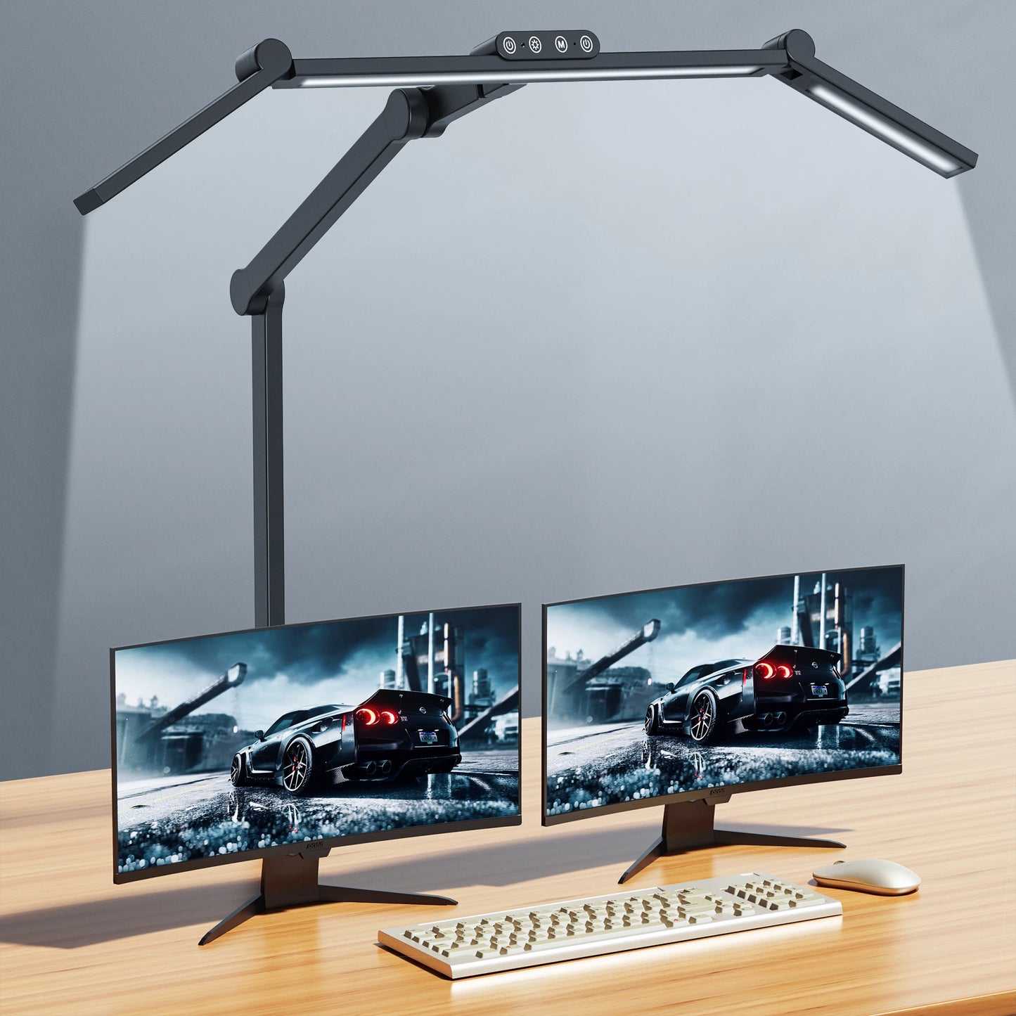 LED-Schreibtischlampe mit Klemme – dimmbar, 24W mit Umgebungslicht