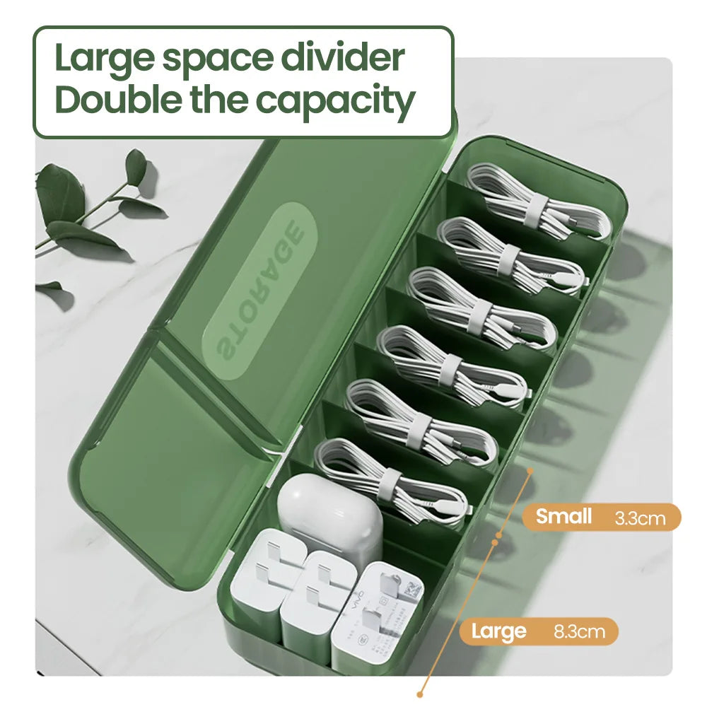 Kabelbox Organizer mit 7 Fächern – Aufbewahrung für Ladekabel & Zubehör