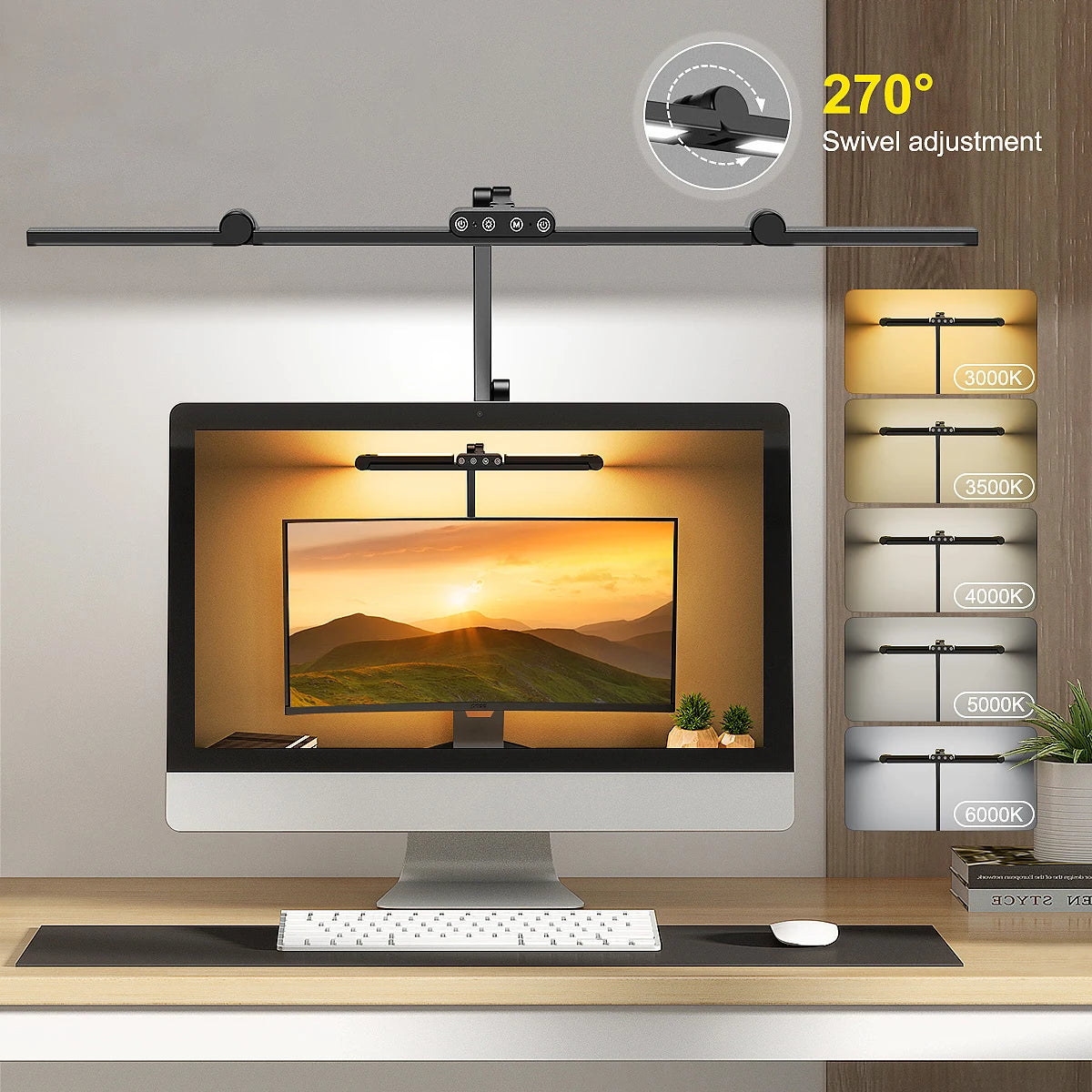 LED-Schreibtischlampe mit Doppelkopf – 4 Lichtmodi, dimmbar & augenschonend