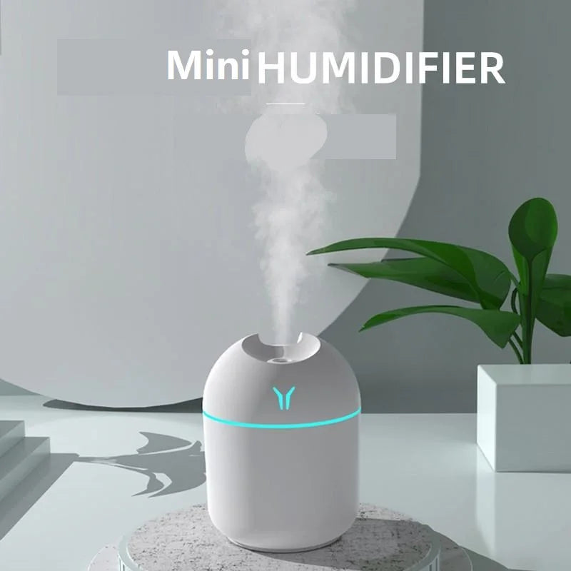 USB Mini Luftbefeuchter 250ml – Ultraschall, LED-Licht & Aroma-Diffuser für Schreibtisch